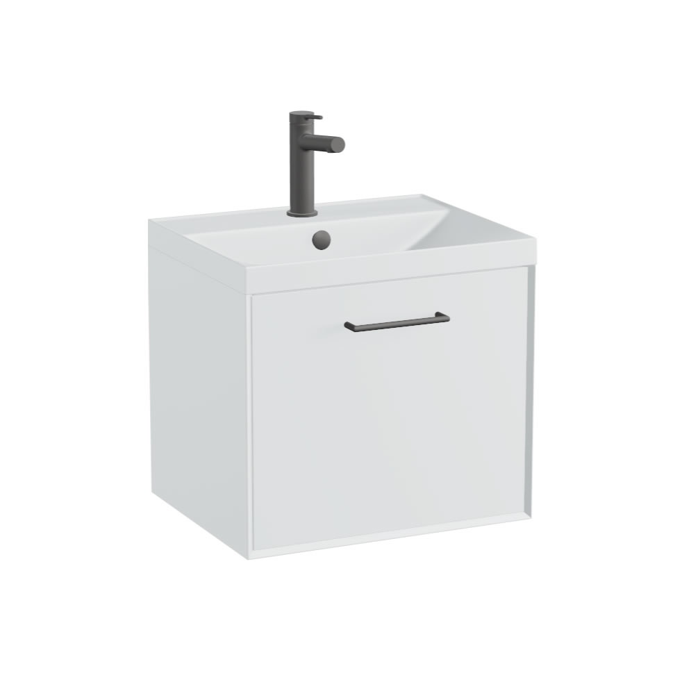 Vado Safari Smooth 500mm Arctic White Wall Hung Vanity Unit & Mineral Basin