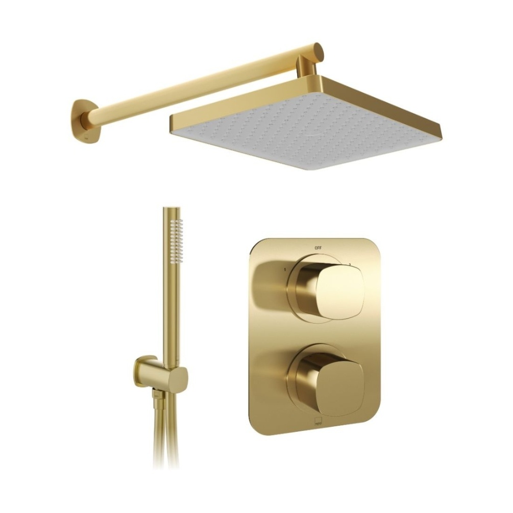Cut out image of the Vado Cameo Satin Brass Dual Outlet Shower Pack