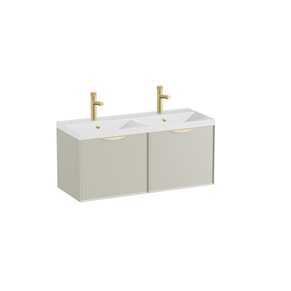 Vado Safari Smooth 1000mm Cashmere Wall Hung Vanity Unit & Gloss White Basin
