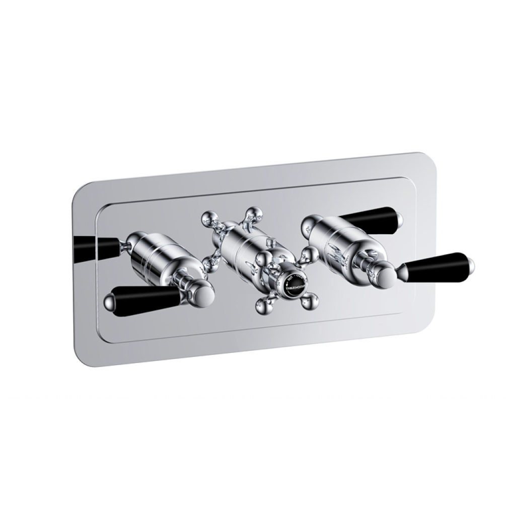 Photo of JTP Grosvenor Lever Landscape Two Outlet Shower Valve - Black Lever Handles