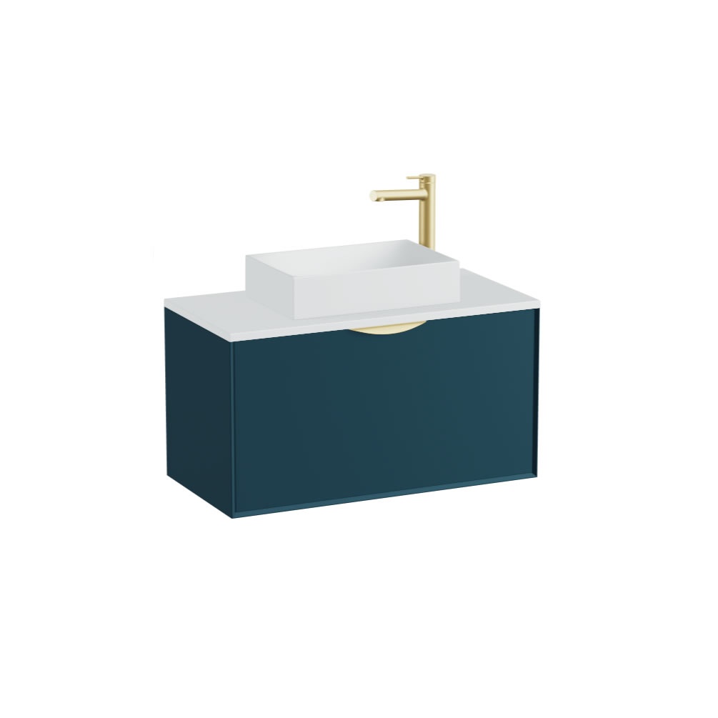 Vado Safari Smooth 800mm Atlantic Blue Wall Hung Vanity Unit & Arctic White Worktop