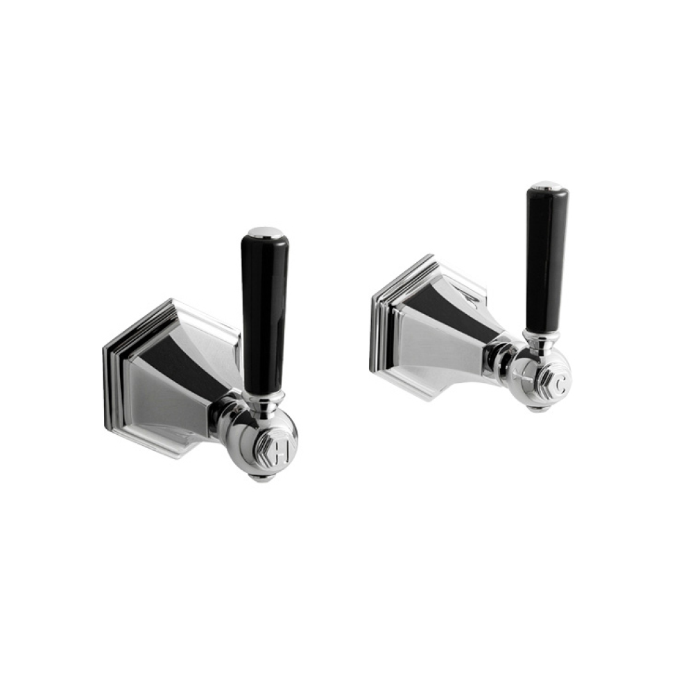Photo of Crosswater Waldorf Black Lever Wall Stop Taps