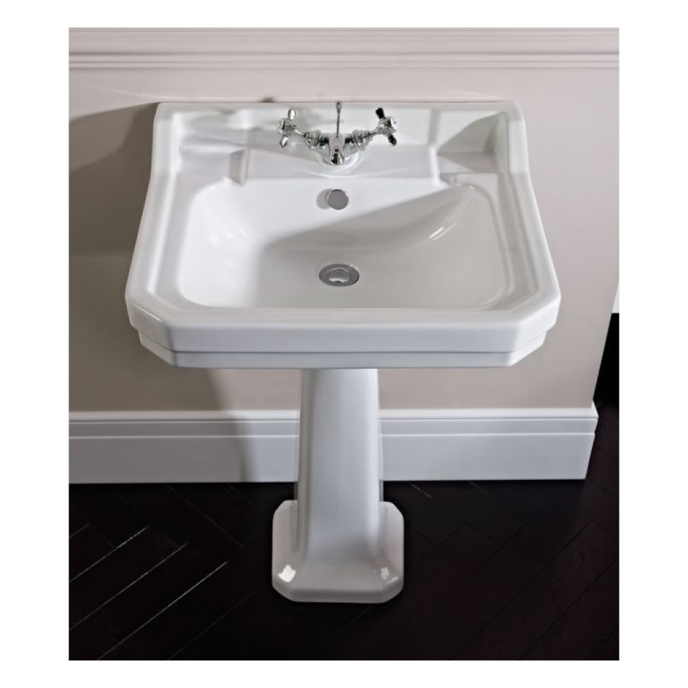 Lifestyle image of the Tavistock Vitoria 605mm 1 Tap Hole Basin & Pedestal
