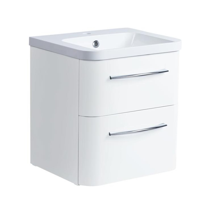 Roper Rhodes System 500mm Gloss White Wall Mounted Vanity Unit and Basin Image 1