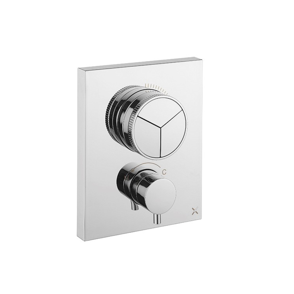 Photo of Crosswater MPRO Chrome Triple Outlet Crossbox Push Shower Valve Cutout