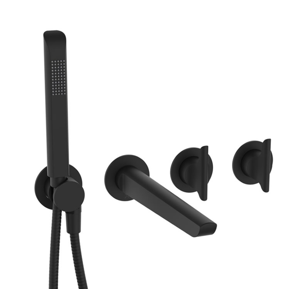 Crosswater Foile Module Matt Black 2 Handle Shower Valve, Spout & Handset