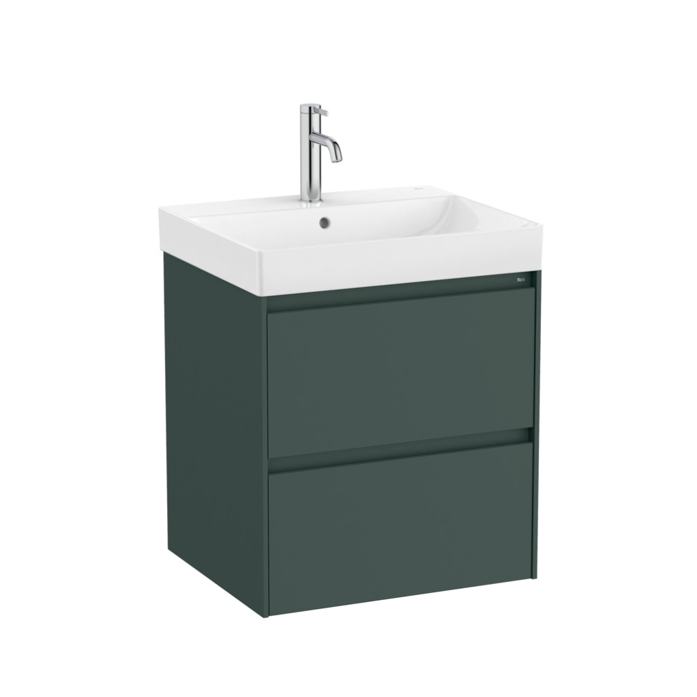 Cut Out Image Roca Ona 550mm x 460mm Matt Green Wall Hung Vanity Unit & Basin