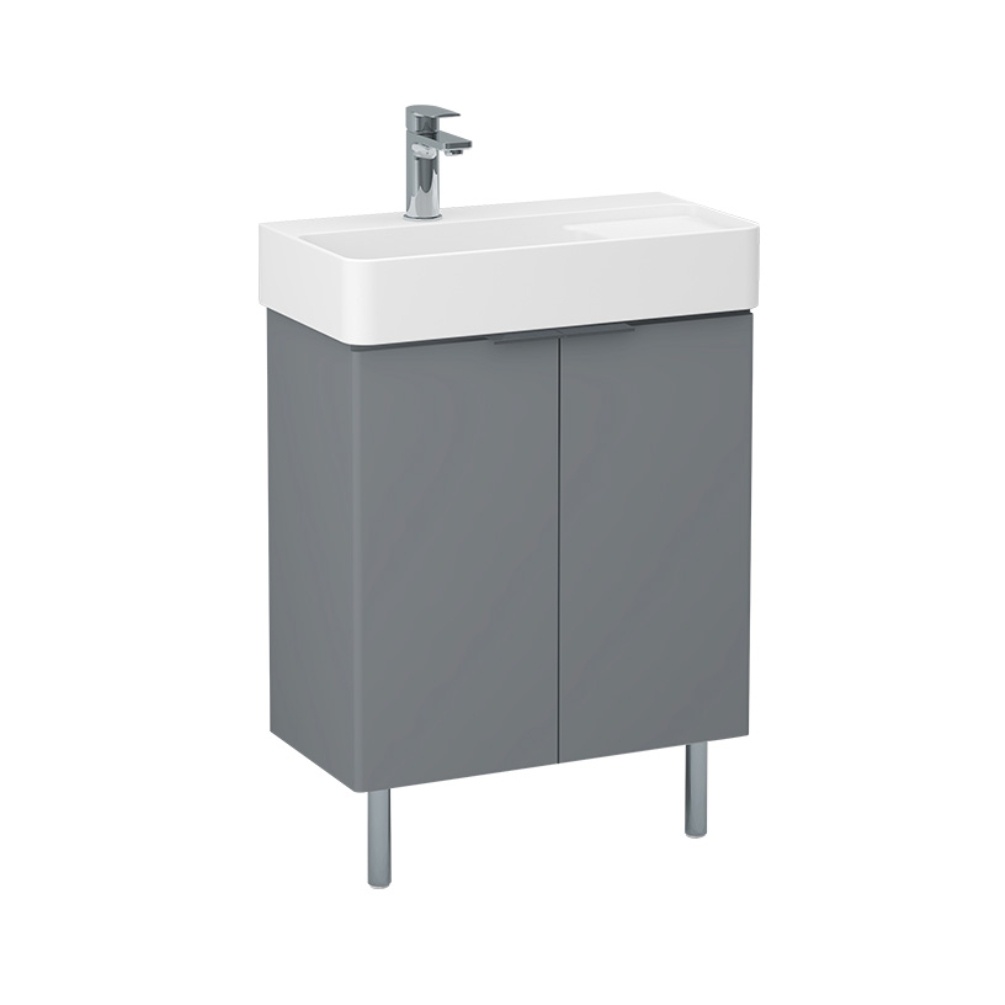 Imex Blade 600mm Matt Grey Double Door Floorstanding Vanity Unit Cut Out