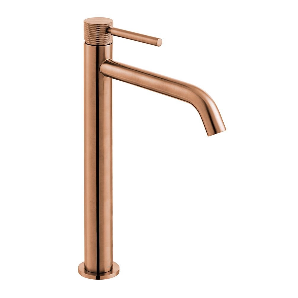 Cutout image of Vado Individual Knurled Accents Brushed Bronze Tall Basin Mixer
