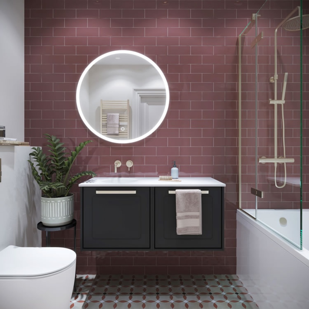 Lifestyle image of Crosswater Infinity 1000mm Matt Black Wall-Hung Vanity Unit & Basin