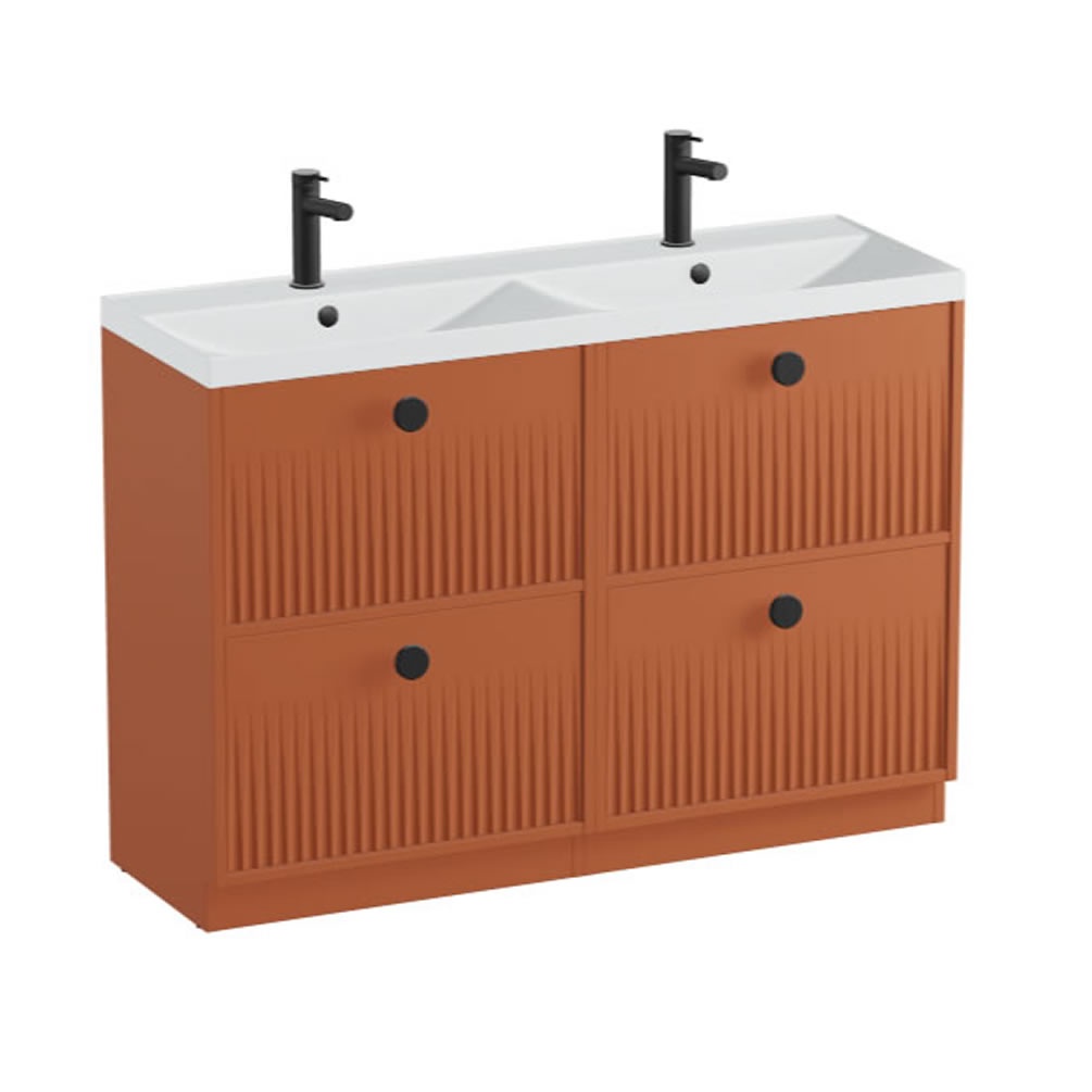 Vado Safari Fluted 1200mm Terracotta Floorstanding Vanity Unit & Arctic White Basin