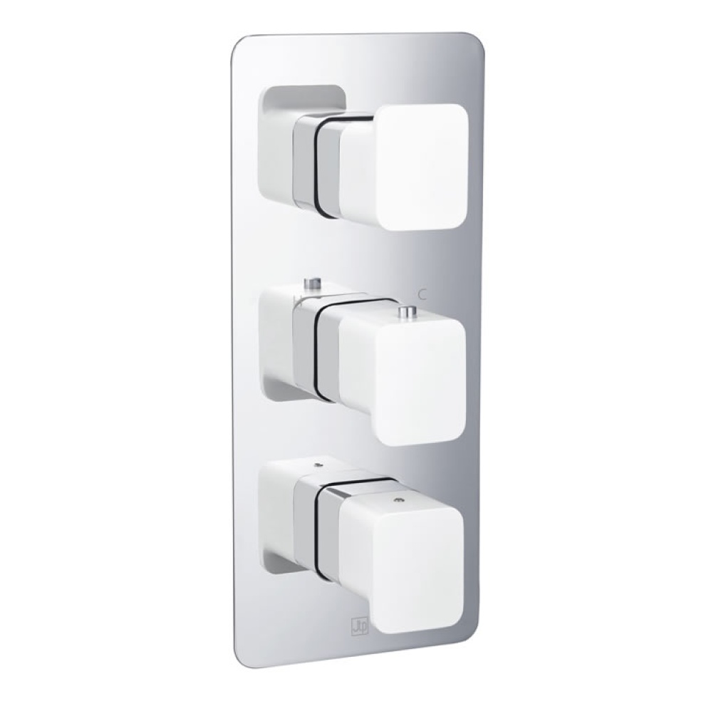 JTP Axel Chrome & Matt White Twin Outlet Shower Valve