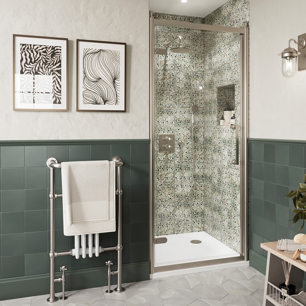 Burlington Classique 800mm Brushed Nickel Hinged Shower Door