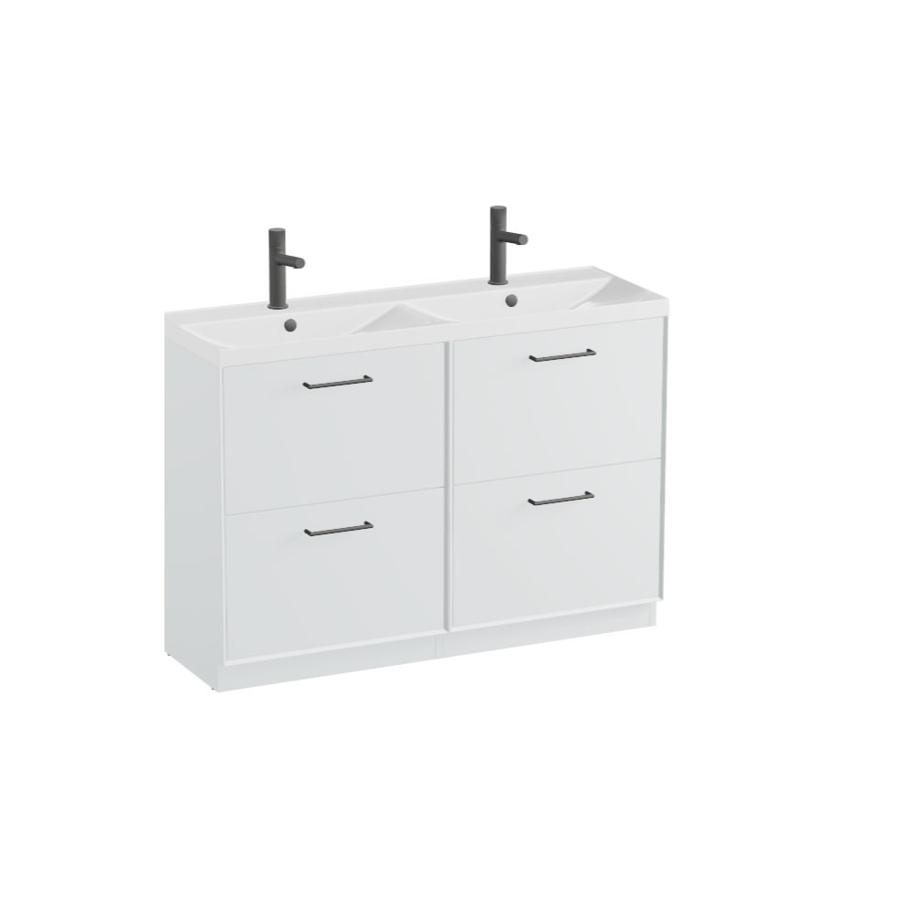 Vado Safari Smooth 1200mm Arctic White Floor Mounted Vanity Unit & Gloss Basin