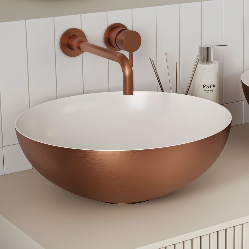 Lifestyle image of Crosswater Circus 400mm Brushed Bronze Countertop Basin