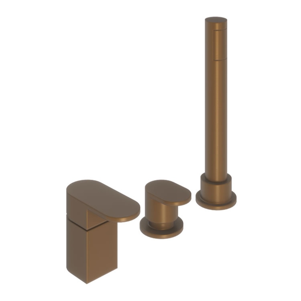Product Cut out image Abacus Ki Brushed Bronze 3 Tap Hole Deck Mounted Bath Shower Mixer