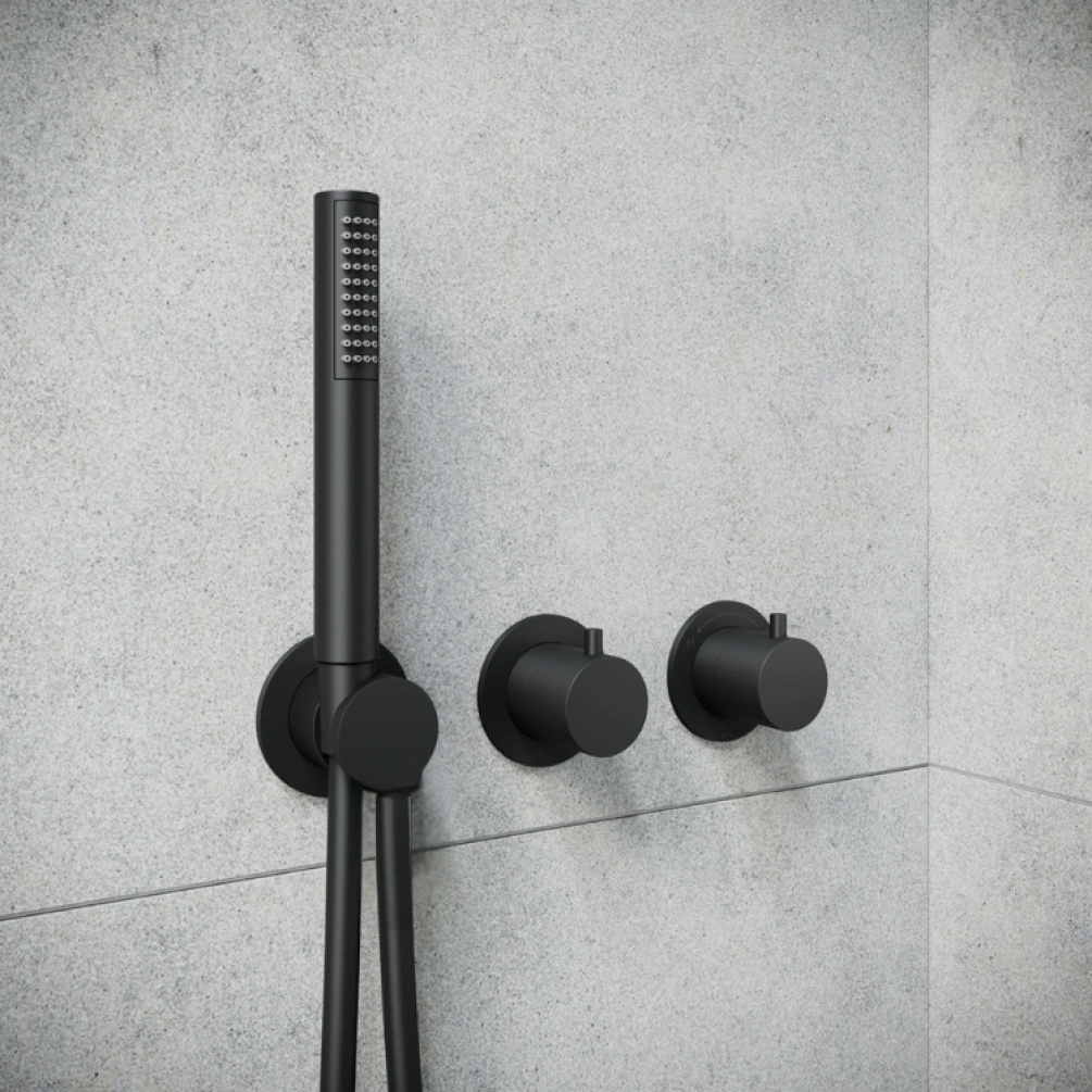 Crosswater Module Matt Black 2 Handle Shower Valve & Handset - Image 1