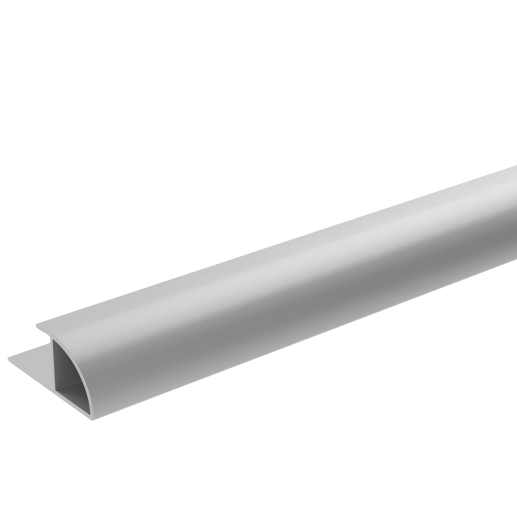 Cut out image of the Showerwall Laminate Satin Silver Quadrant End Trim - QT2