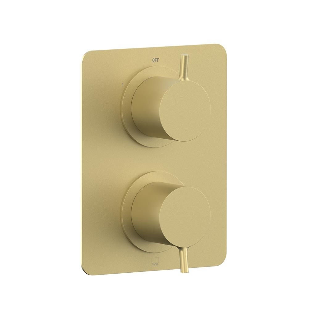Vado Safari Lever Satin Brass Thermostatic Shower Valve - 2 Outlet 2 Handle