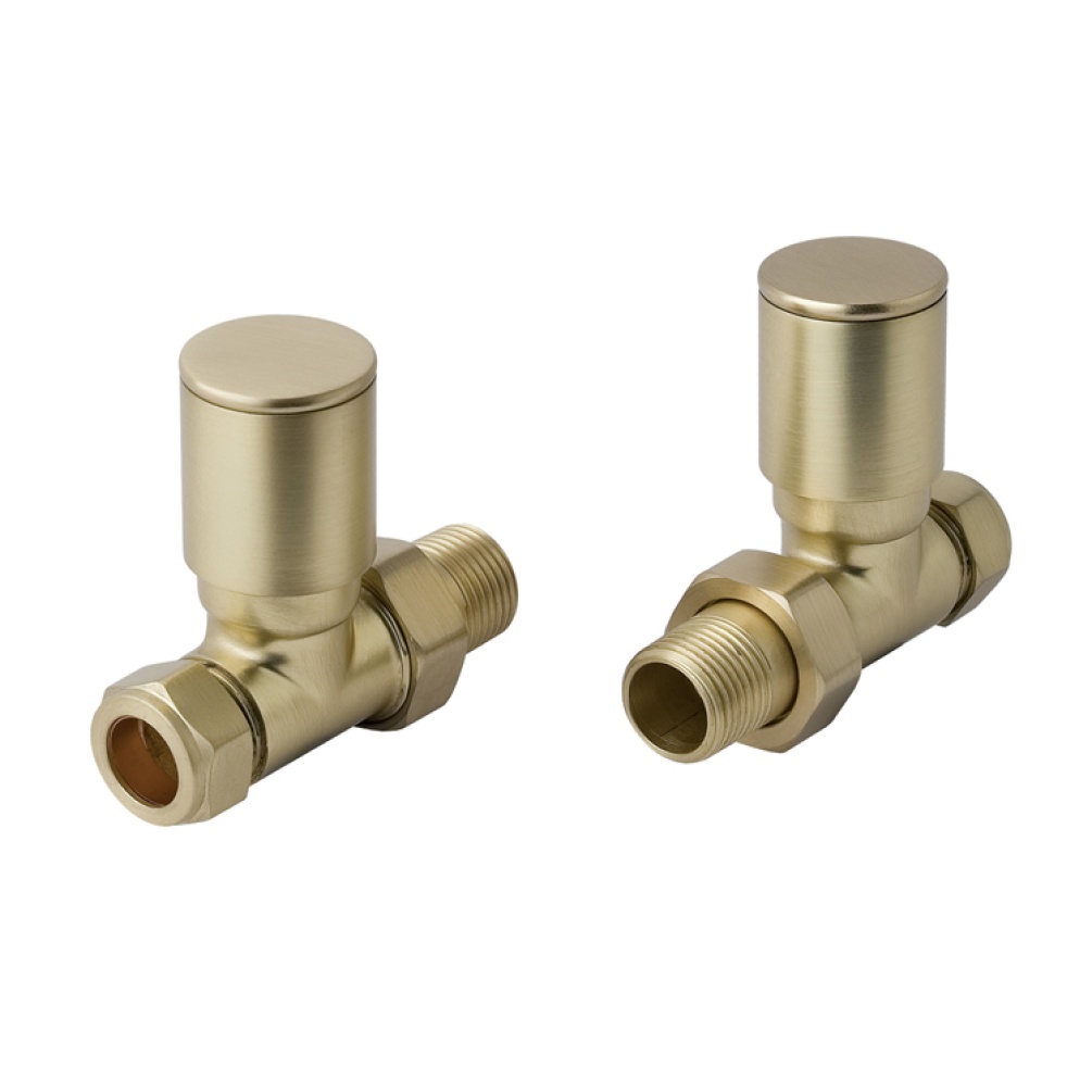 JTP Brushed Brass Straight Radiator Valves