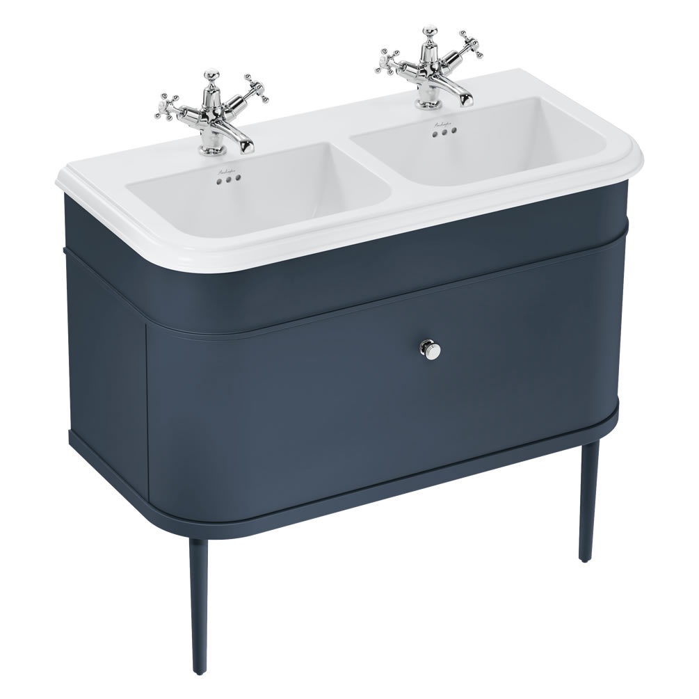 Burlington Chalfont 1000mm Double Basin With Blue Vanity Unit & Legs