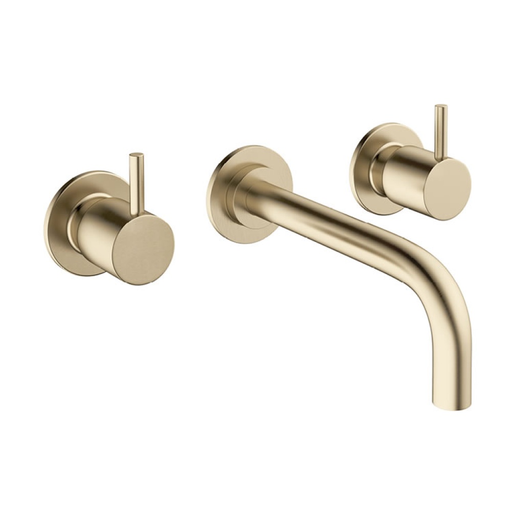 Crosswater MPRO Brushed Brass Wall Mounted Basin 3 Hole Set - Image 1
