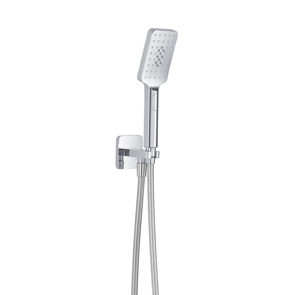 Photo of JTP Hix Chrome Square Shower Handset, Holder & Hose Cutout