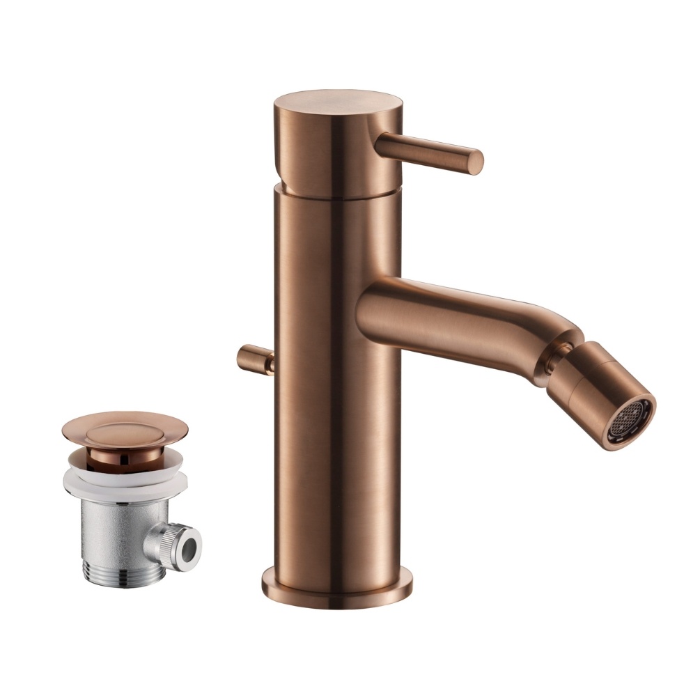 Image of JTP VOS Single Lever Brushed Bronze Bidet Mixer With Pop Up Waste