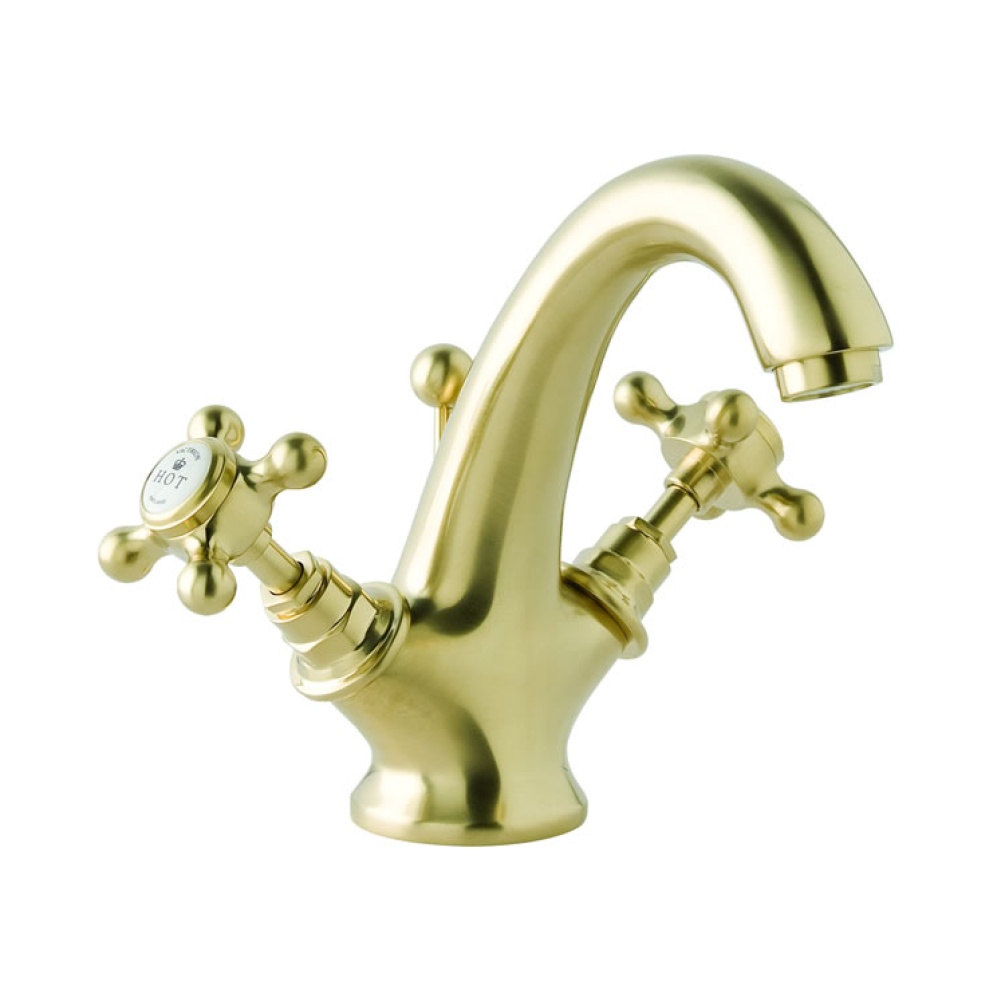 Photo of BC Designs Victrion Brushed Gold Crosshead Mono Basin Mixer
