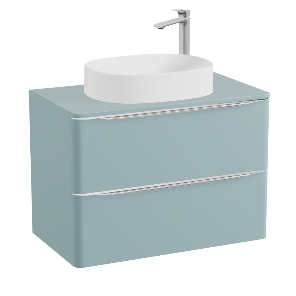 Vado Cameo 800mm Cove Blue Wall Hung 2 Drawer Vanity Unit, Worktop & Gloss Basin