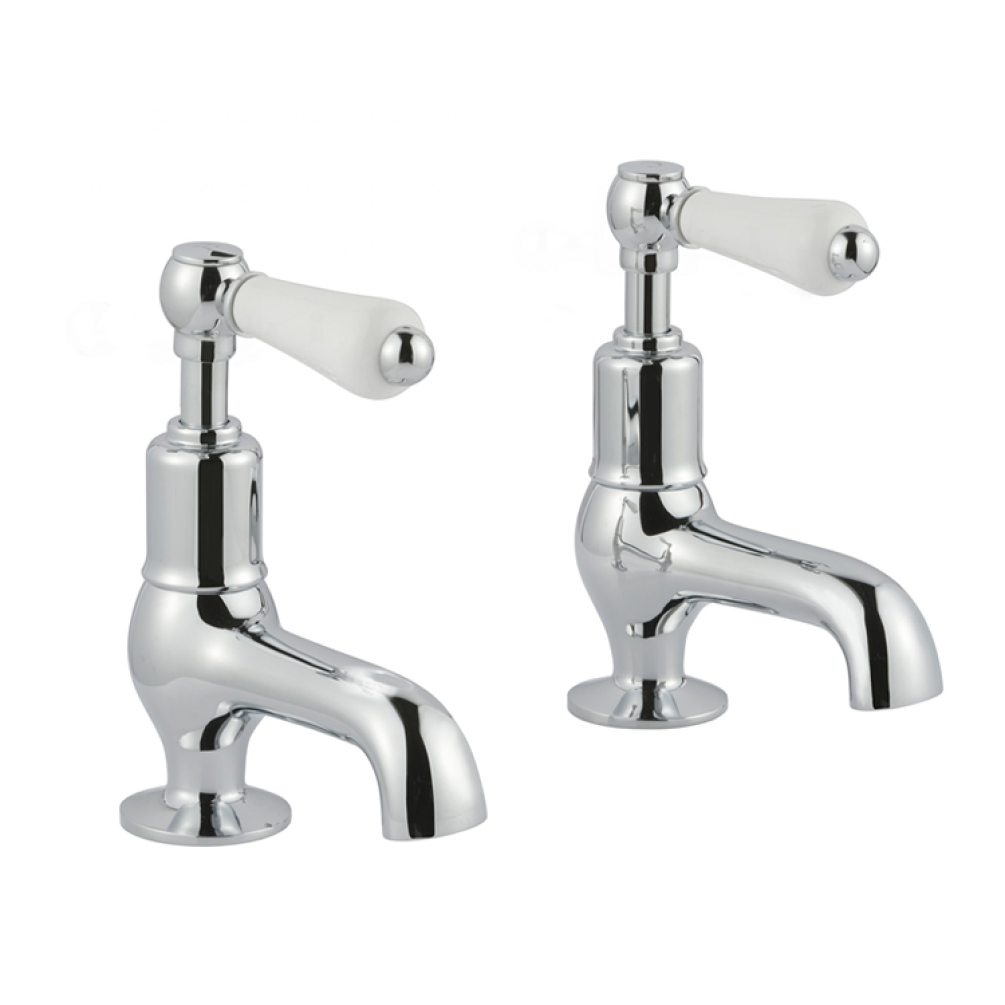 Photo of JTP Grosvenor Lever Chrome Cloakroom Basin Taps - White Lever Cutout