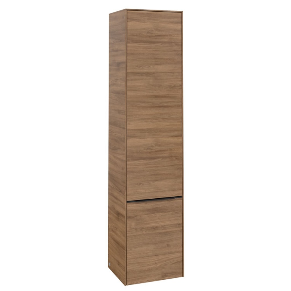 Cutout image of Villeroy & Boch Subway 3.0 Oak Kansas Tall Cabinet Volcano Black handle