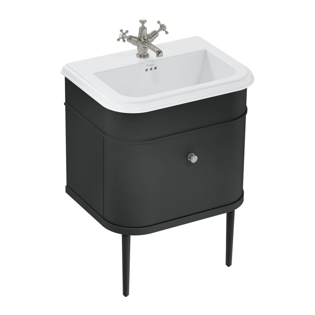 Burlington Chalfont 650mm Ceramic Basin, Matt Black Unit & Legs