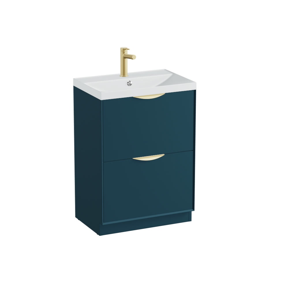 Vado Safari Smooth 600mm Atlantic Blue Floor Mounted Vanity Unit & Mineral Basin