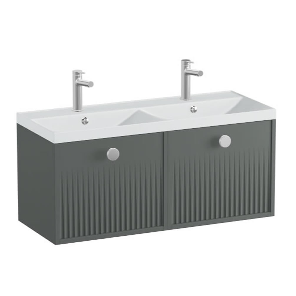 Vado Safari Fluted 1000mm Charcoal Grey Wall Hung Vanity Unit & Arctic White Basin