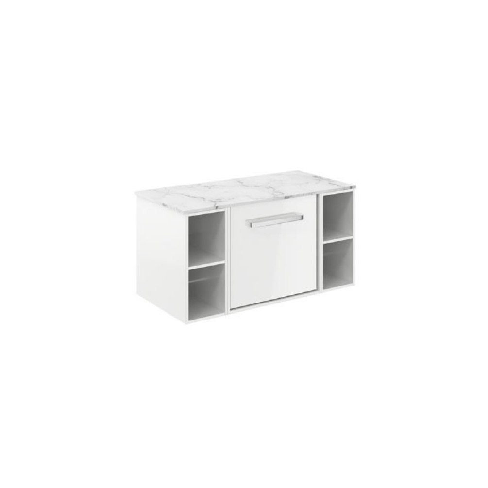 Cutout image of Crosswater Infinity 900mm White Gloss Vanity Unit & Carrara Marble Worktop
