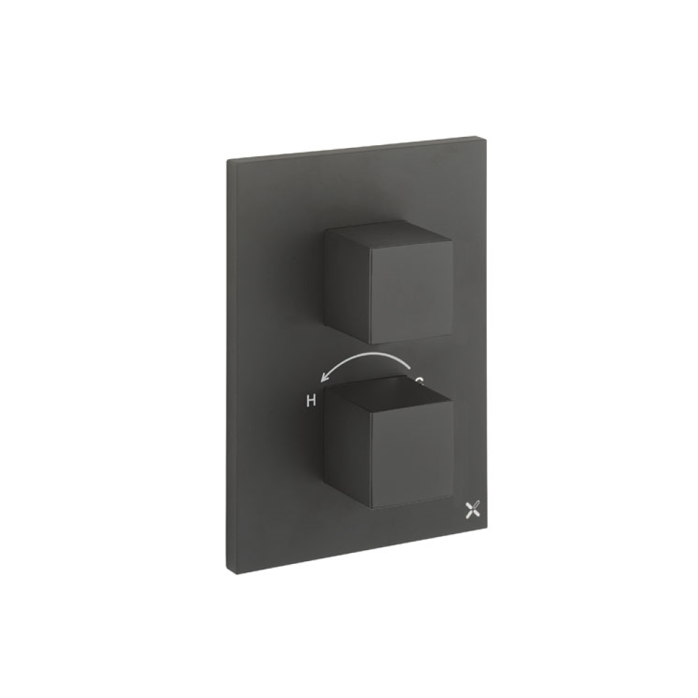 Photo of Crosswater Verge Matt Black Crossbox & 2 Outlet Trim Set Cutout