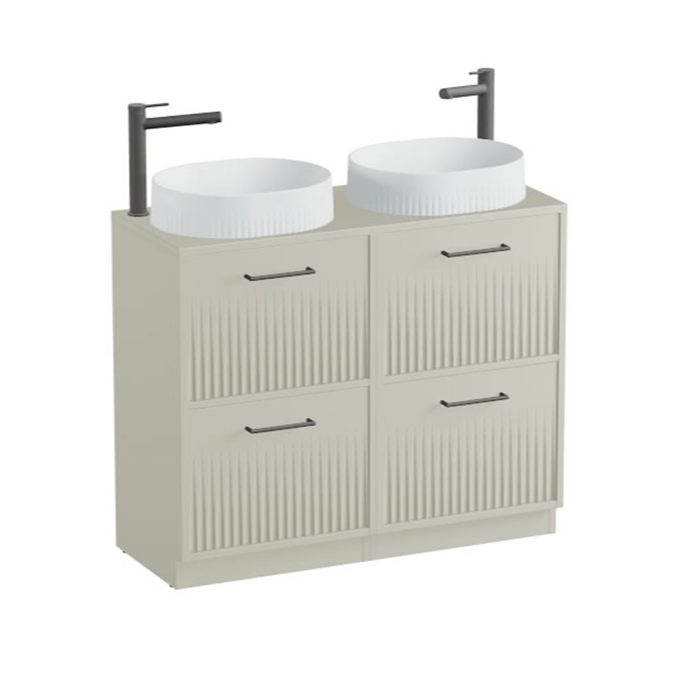 Vado Safari Fluted 1000mm Cashmere Floorstanding Vanity Unit & Worktop