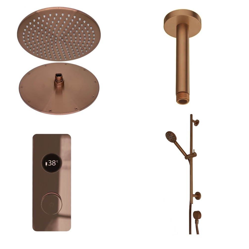 Ted Togo Brushed Bronze Square Valve Ceiling Arm Cut Out