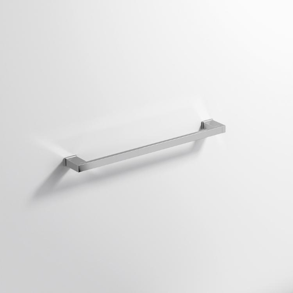 Close up product image of the Origins Living S Cube Chrome 500mm Towel Rail
