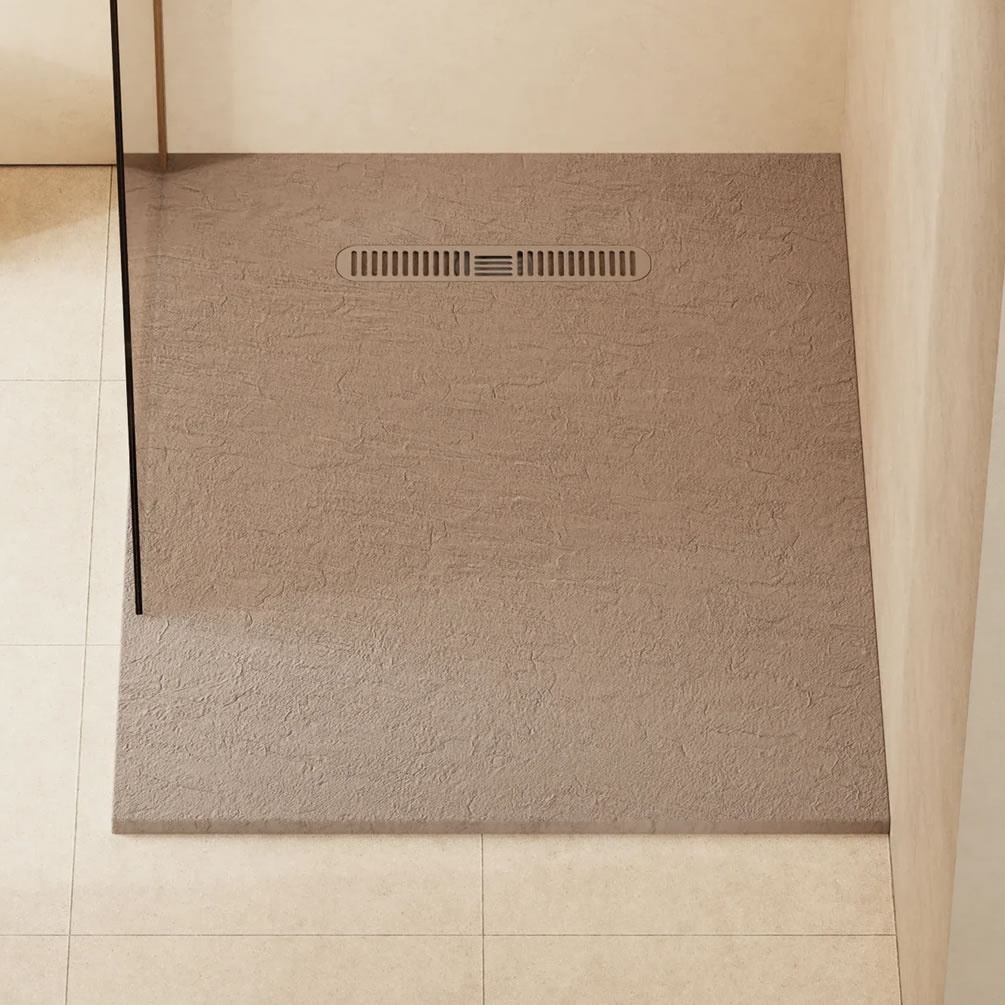 Lifestyle image of Crosswater Vito 1200mm x 900mm Brown Anti-Slip Rectangular Shower Tray