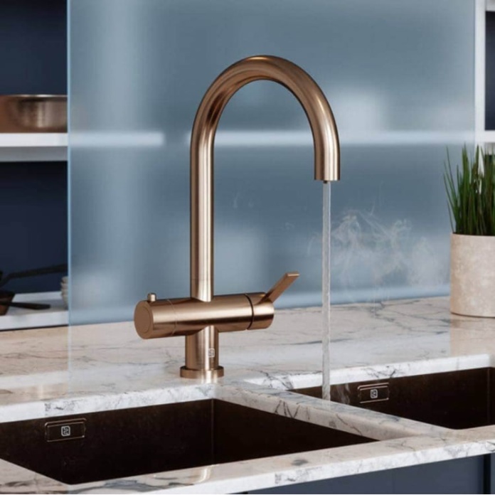 The Tap Factory Halkos Brushed Copper 4 In 1 Instant Hot Kitchen Tap