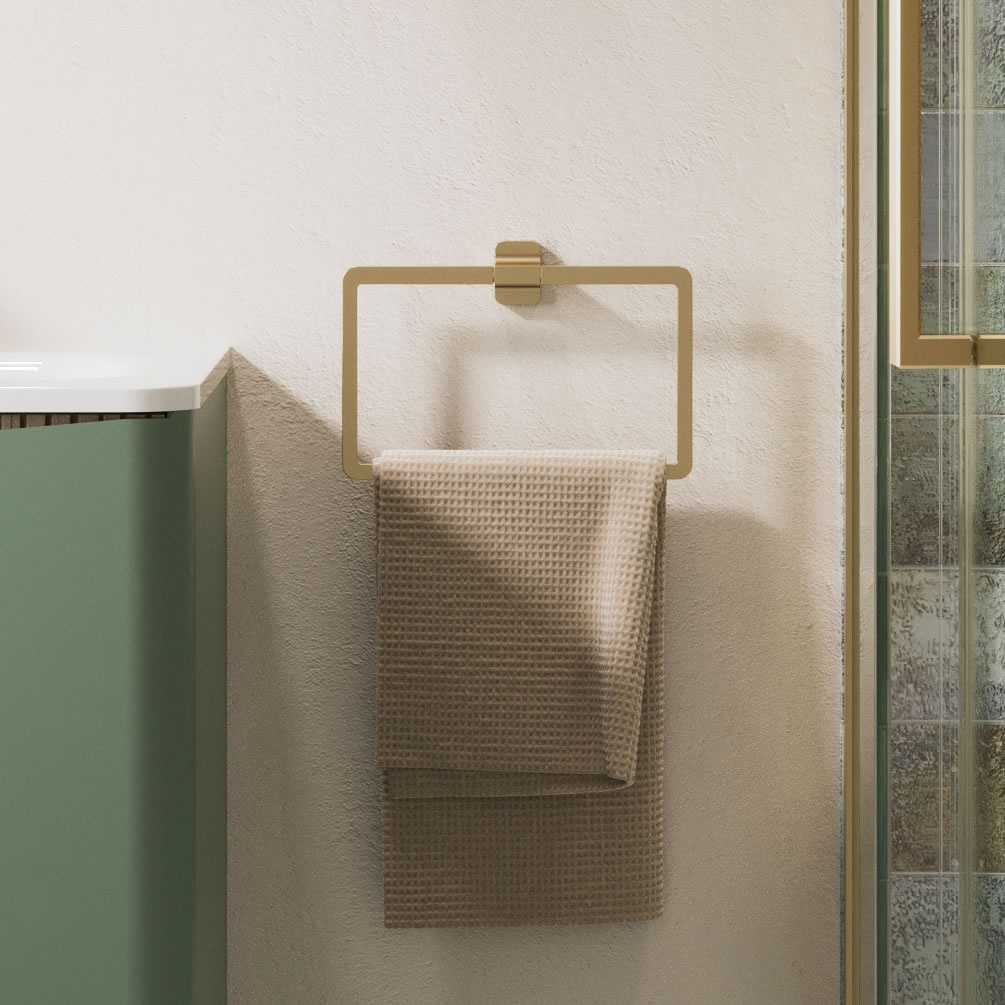 Lifestyle image of Crosswater Rotar Brushed Brass Towel Ring