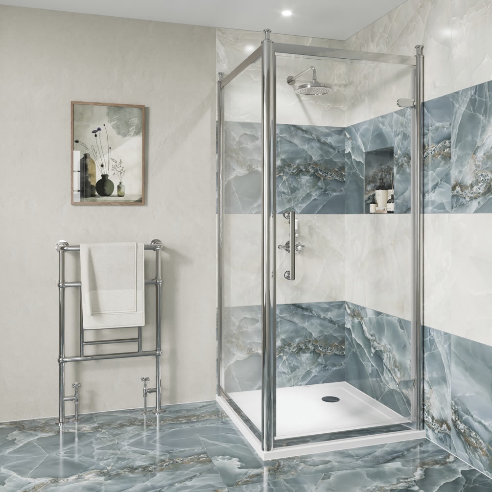 Burlington Classique 1909 Chrome Shower Door With Side Panel