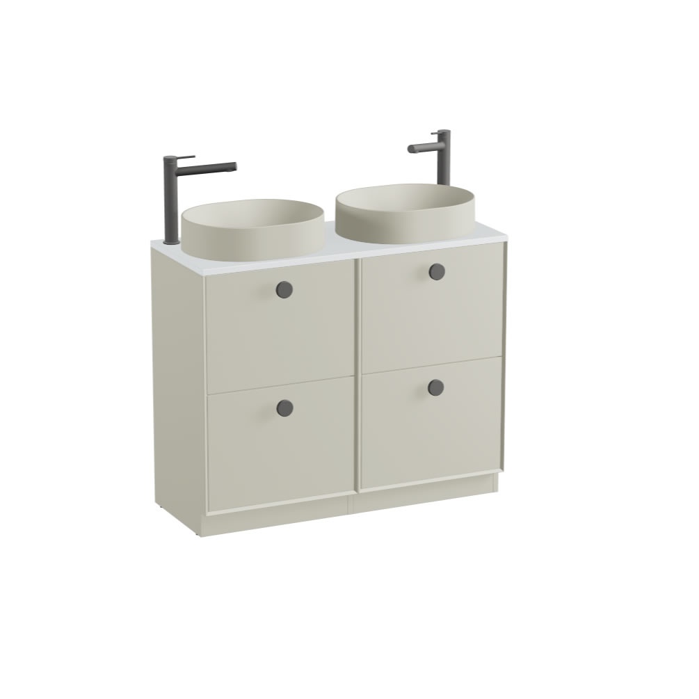 Vado Safari Smooth 1000mm Cashmere Floorstanding Vanity Unit & Arctic White Worktop