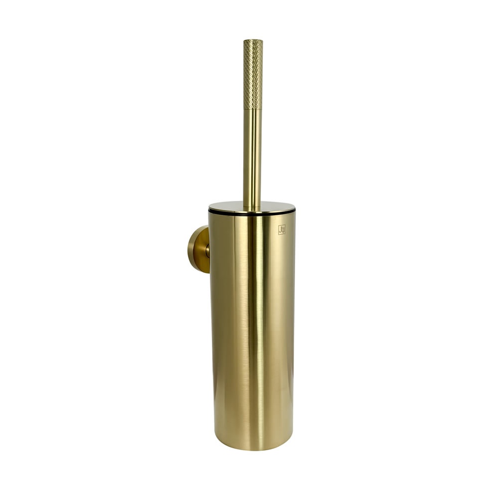 Zero 3 Brushed Brass Knurled Toilet Brush Set