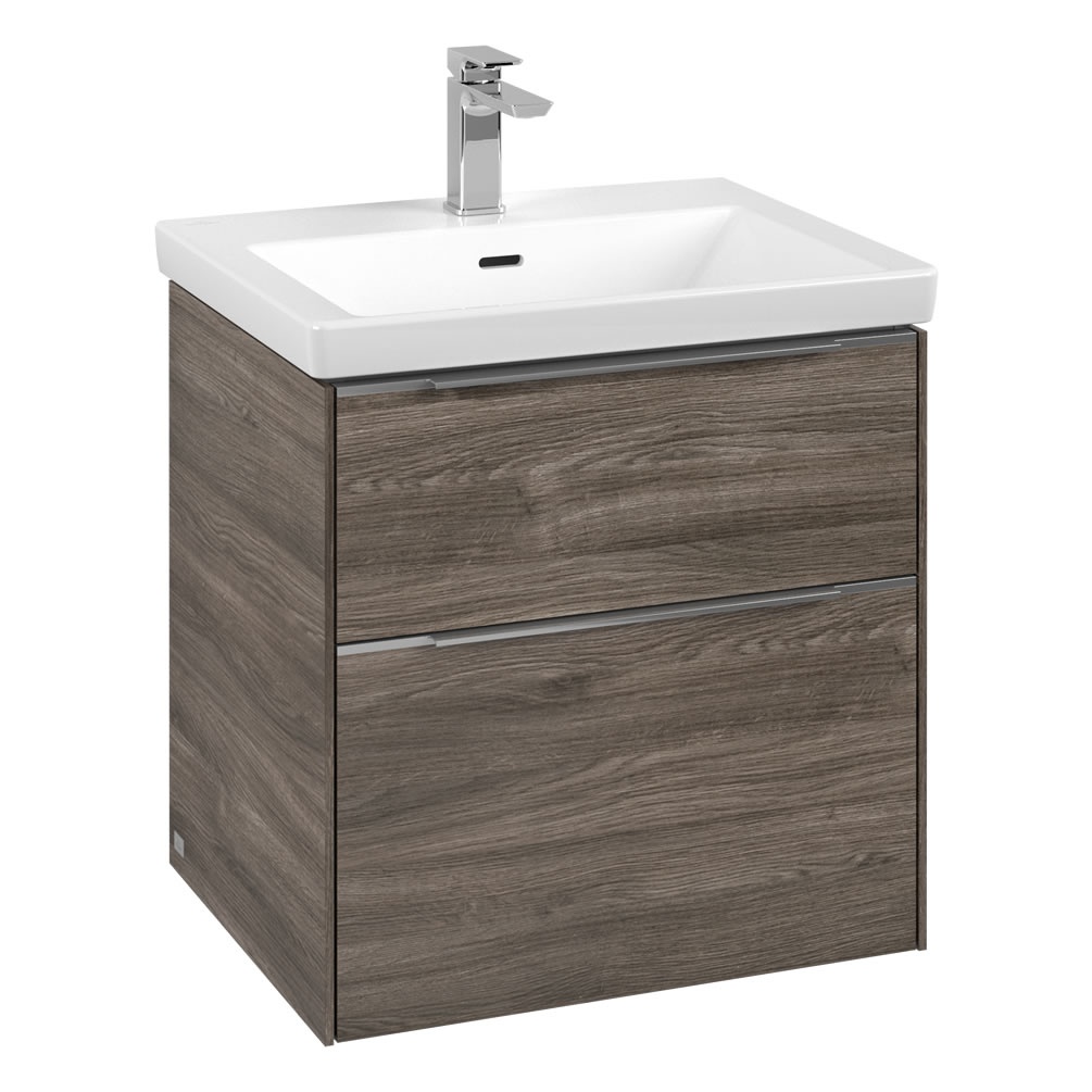 Cutout image of Villeroy & Boch Subway 3.0 Stone Oak 600mm Wall-Hung Basin Vanity Unit