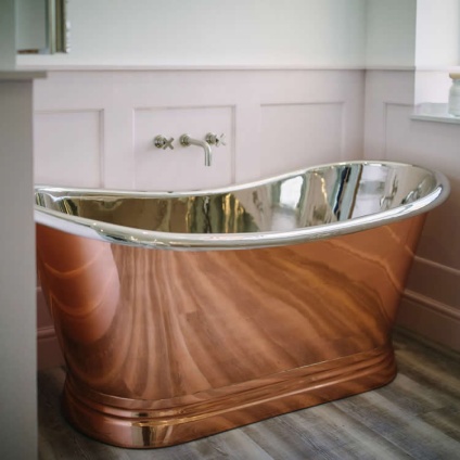 BC Designs 1500mm Copper & Nickel Freestanding Boat Bath - Image 1