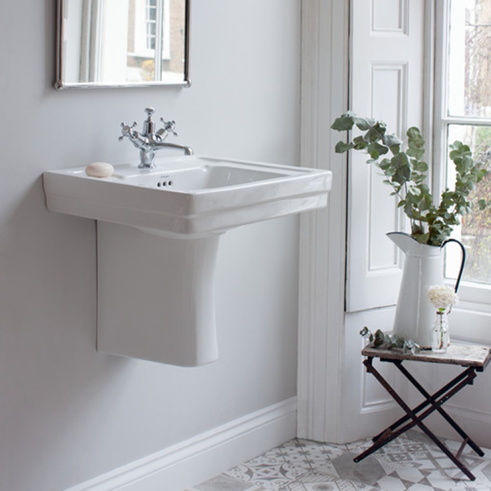 Product Lifestyle image of the Burlington Contemporary 580mm Basin & Semi Pedestal
