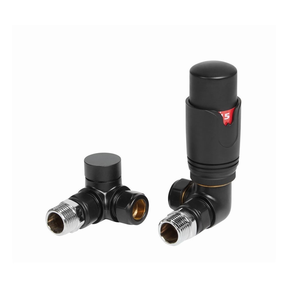 Cutout image of Redroom by Barwick Black Corner Thermostatic Radiator Valves